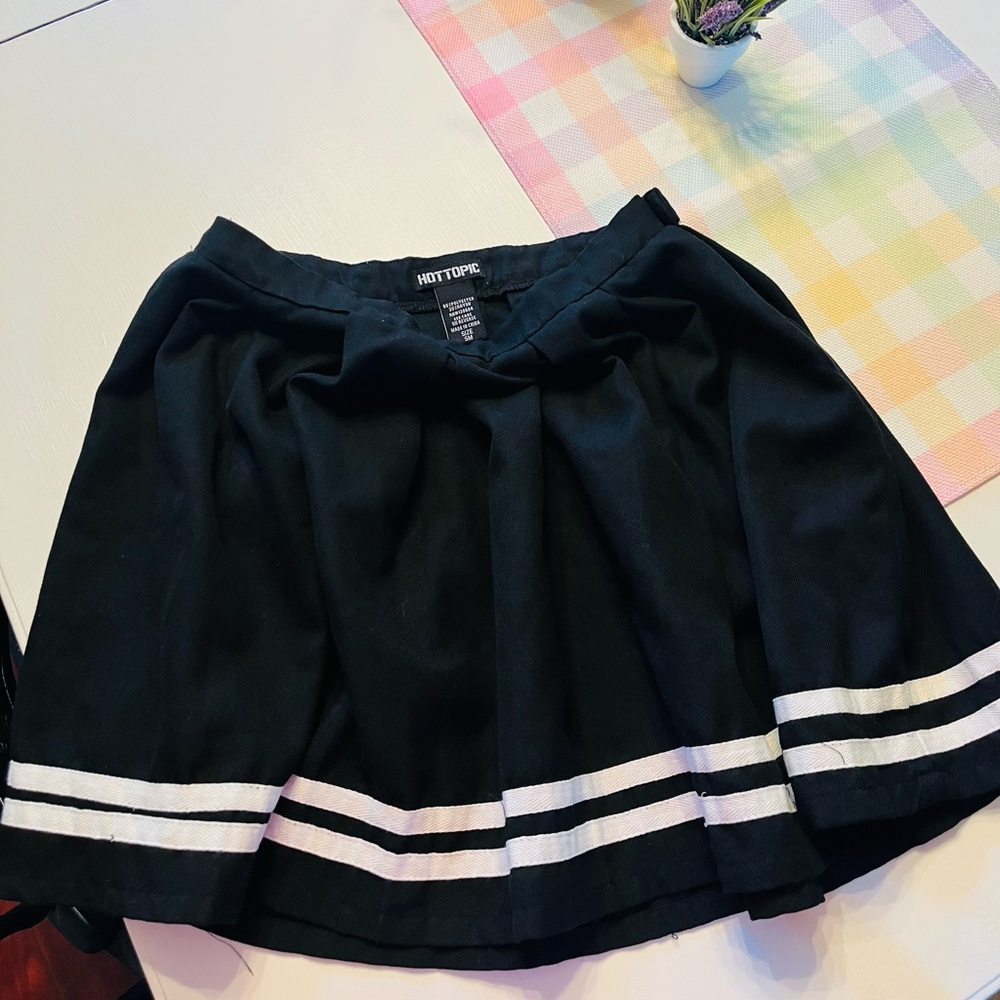 Hot Topic Pleated Black Stripe Cheerleader Skirt Size SMALL